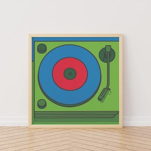 Retro Record Player Print: Mid-Century Modern Music Room Pop Art