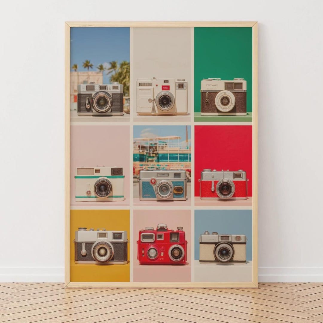 Retro Camera Print | Vintage Camera Wall Art | Colourful Photography ...