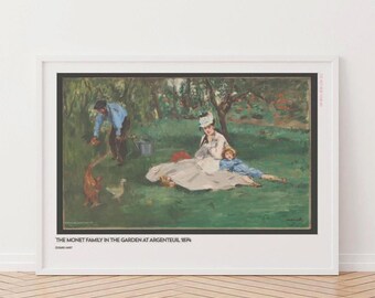 Manet Print: The Monet Family in their Garden, Impressionist Art, French Fine Art Poster