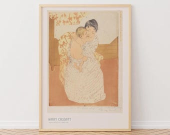 Moederlijke streling, Mary Cassatt, impressionistische kunstposter