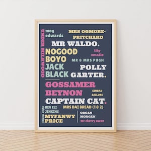 Stampa tipografica di Dylan Thomas, poster di Under Milkwood, poster gallese, arte tipografica, grafica, stampa di Eli Jenkins, stampa letteraria, stampa gallese