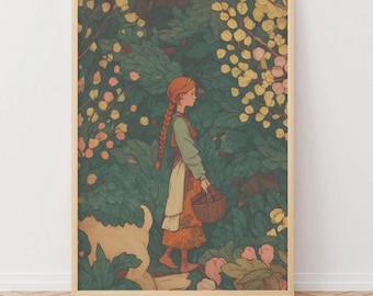 Storybook Girl Wall Art: Whimsical Fairy Tale - Nursery Decor