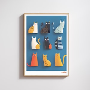 Stampa di gatto, decorazione murale con animali, poster illustrato di gatto, arte di gatto soriano, regalo per amanti dei gatti, arte di gatto audace, stampa illustrata, regalo moderno con gatto
