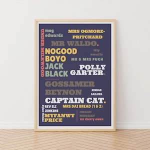Stampa tipografica di Dylan Thomas, poster di Under Milkwood, poster gallese, arte tipografica, grafica, stampa di Eli Jenkins, stampa letteraria, stampa gallese