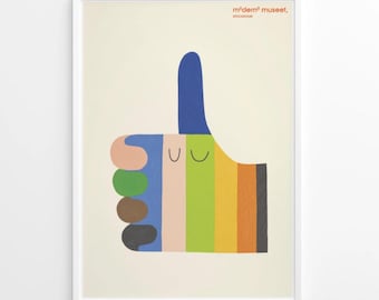 Colorful Thumbs-Up Art Print, Modern Scandinavian Wall Art, Stockholm Gallery Poster