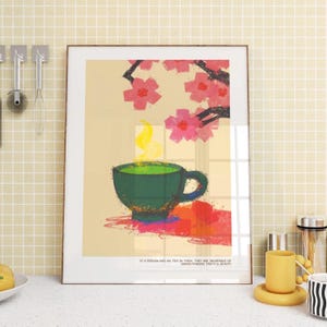 Matcha Tea Print, Japanese Print, Tea Poster, Kitchen Print, Retro Art, Kitchen Quote, Matcha Print, Poster, Japan, Green Tea Print