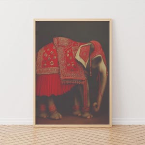 Vintage Indian Elephant Art Print: 19th Century Style