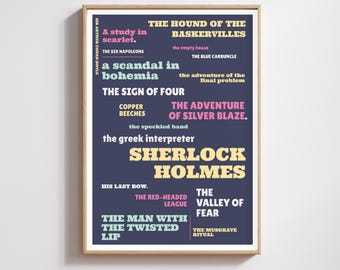 Sherlock Holmes Story Titles Print: Arthur Conan Doyle Typographic Poster (Multiple Colours)