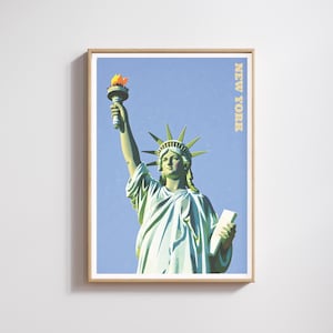 Poster della Statua della Libertà, Stampa di Lady Liberty, Stampa iconica di New York, Stampa di città colorata, New York, Poster di un punto di riferimento iconico, Arte americana