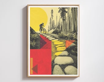 Mountainbike Kunstdruck: Outdoor Abenteuer, Waldabenteuer, Jugendzimmer, Man Höhle Geschenk