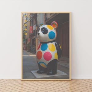 Japanese Panda Street Art Print: Kawaii Urban Wall Decor