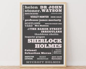 Sherlock Holmes Character Print: Arthur Conan Doyle Literary Art, Dr John Watson Wall Print, Crime Wall Art, Gift for Book Lover Wall Print
