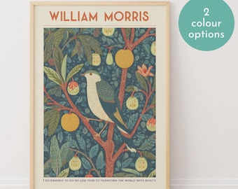 Stampa artistica di William Morris raffigurante uccelli e natura, poster botanico vintage
