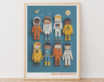 Colorful Astronaut Art Print: Space Adventure Nursery Decor