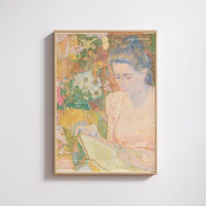 Stampa artistica floreale, stampa puntinista, J. Toorop, arte olandese, poster di donne, poster di arte pastello, ritratto di Marie Jeanette, bella stampa artistica