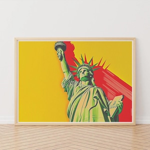 Poster della Statua della Libertà, Stampa di Lady Liberty, Stampa iconica di New York, Stampa di città colorata, New York, Arte murale grafica della statua, Arte americana