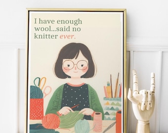 Lámina de punto: Decoración para taller de manualidades, Arte con cita sobre lana