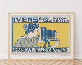 Art Nouveau Camera Poster: Vintage Ivens & Co. Photography Print, Retro Wall Art