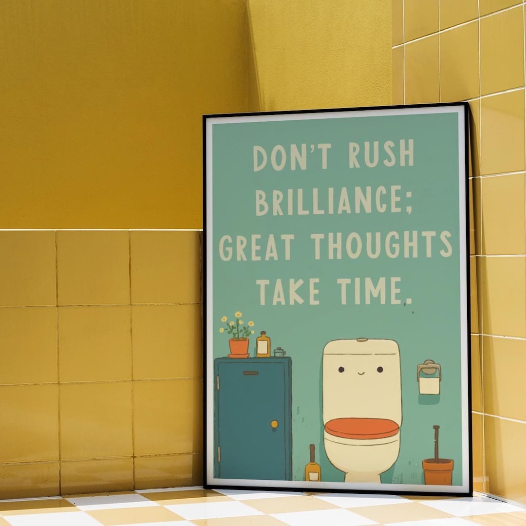 Funny Bathroom Poster: Retro Toilet Humor Wall Art Print, Quirky Toilet ...