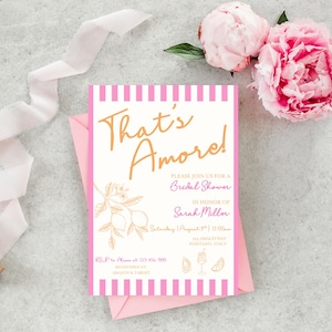 Italian Inspired Bridal Shower Invitation, That's Amore, Amalfi Coast, Italian Wedding Shower, Editable Digital Invitation