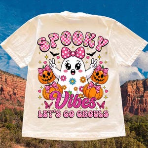 Spooky Vibes PNG, Let’s Go Ghouls Halloween Coquette Pink Ghost, Pink Pumpkin Cute Fall Png,Coquette Pumpkin,Trendy Halloween, Spooky Season
