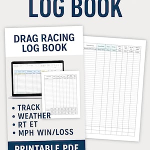 Dragracingloggbok | Utskrivbar + Excel-tracker | RT, ET, Väder, Vinst/förlust | För idrottsmän och små team