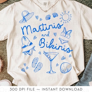 Martinis and Bikinis Beach Digital Png, Bachelorette Team Bride Tini Bach  Png, Bikinies And Martinis Bachelorette Merch, The Bach Party Png