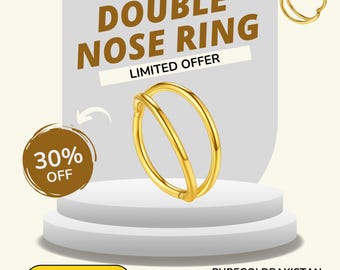 Aro doble para nariz de 20 g (plata, oro y negro) / Pendiente para cartílago / Hélix, Daith, Tragus, Caracola y Septum / Aros dobles