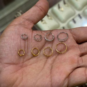 Argola Dupla para Nariz 20G – Ouro, Prata e Preto | Brinco de Cartilagem | Argola Hélix, Daith, Tragus, Concha e Septo | Brincos de argola dupla