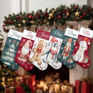 Personalized Luxury Christmas Stocking with Name, Custom Family Holiday Stockings, Elegant Applique Design, Premium Festive Home Decoration