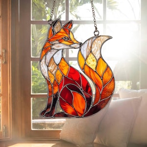 Fox acryl raam opknoping Suncatcher Fox Home Decor, Fox cadeau decoratie, Fox Lover, cadeau decoratie kunst aan de muur