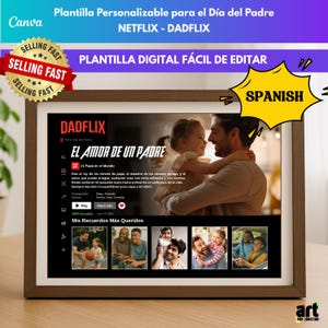 Feliz Día del Padre | Regalos para papá  -  Plantilla editable DADFLIX para papá | Mejor papá