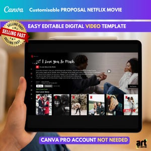 Video de propuesta: video personalizado editable inspirado en Netflix, regalo de propuesta digital único para tu ser querido / Plantilla fácil de arrastrar y soltar
