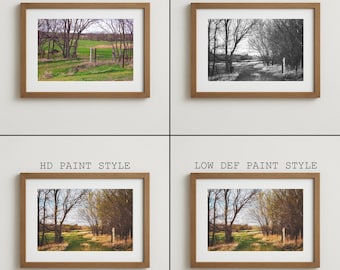 Green Country Fence Wall Art – Rustic Photo Print Set (Digital Download)
