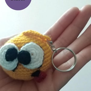 Winking Tongue Emoji Crochet Pattern: Amigurumi Keychain (PDF Download)
