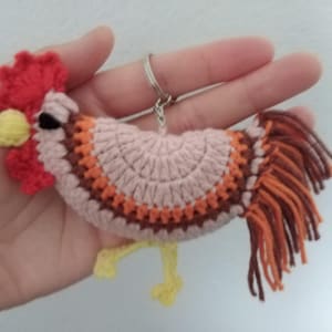 Crochet Rooster Keychain PDF Pattern – Farm Animal Amigurumi, Handmade Bag Charm, Beginner-Friendly Tutorial