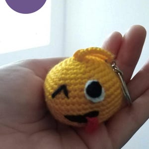 Winking Emoji Crochet Pattern: Amigurumi Keychain PDF -Bonus Gift Included-(PDF Download)