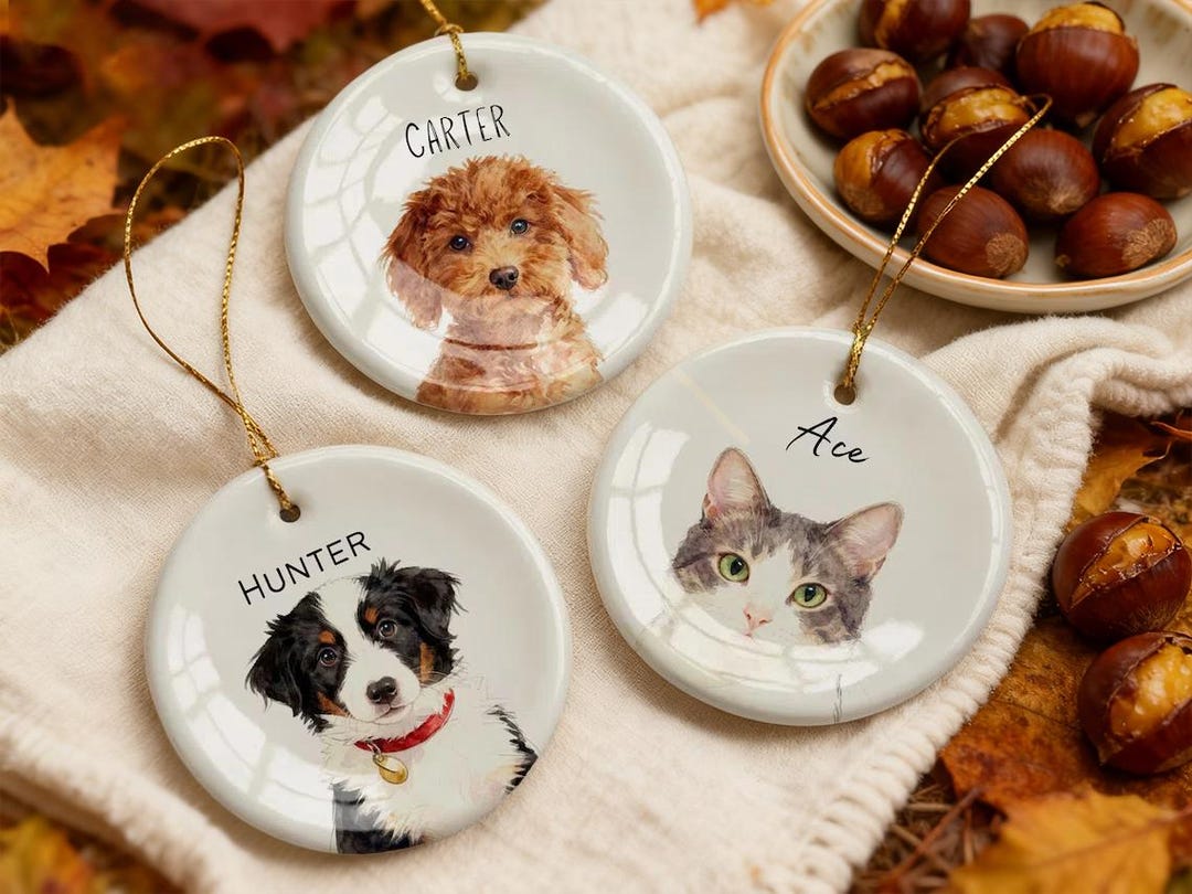 Personalized Pet Watercolor Ornament Using Pet's Photo + Name - Custom ...