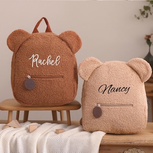 Personalized Embroidered Teddy bear Backpack,Custom Fluffy Teddy Bear Bag for Kids,First Day of School Gifts,Back to School,Kids Backpack