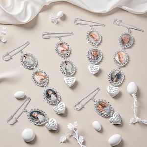 Custom Photo Bouquet Memory Charm,Memorial Photo Pin,Wedding Lapel Pin,Memorial Jewelry,Custom Photo Pin,Gift for Bride,Gift For Groom