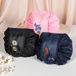 Personalised Women&#39;s Make-up Bag with Name,Travel Storage Bag with Drawstring,Cosmetic Bag,Travel Toiletry Bag, Gift for Women,Wedding Gift