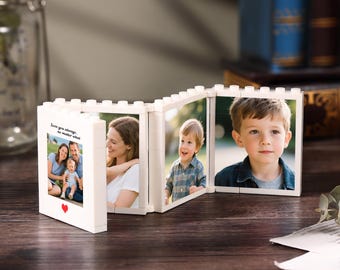Custom Brick Photo Album Gift, Personalized Folding Photo Block Display for Family Memories