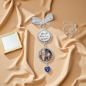 Personalized Wedding Bouquet Photo Charm: Memorial Bridal Pin