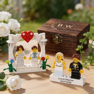 Personalized Brick Style Wedding Couple Figurines Custom Bride Groom Gift with Keepsake Desk Decor