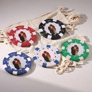 Personalized Wedding Poker Chips: Las Vegas Theme, Photo & Text, Iron (11.6g) Party Favors