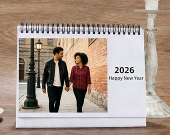 Personalized 2026 Desktop Calendar with Photo,Photo Memorial Stand Desk Planner,Family New Year Gifts