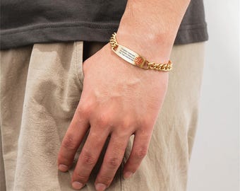 Personalized Stainless Steel Medical Alert Bracelet, Free Engraving