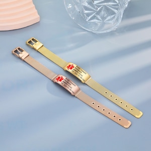 Personalized Medical Alert ID Bracelets,Engraved Important Information,Emergency Alert Bracelet Gift for Epilepsy, Hypertension, Diabetes