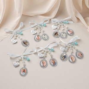 Personalised Wedding Bouquet Photo Charm, Flower Bridal Charm, Custom Memorial Picture Charm, Gift for Bride,Wedding Lapel Pin