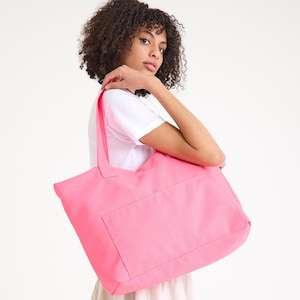 Canvas Tote Bag With Pocket: Extra Large Beach Bag, Organic Cotton